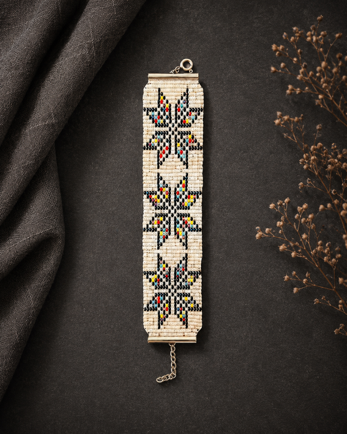 Ivory Geometric Star Beaded Bracelet