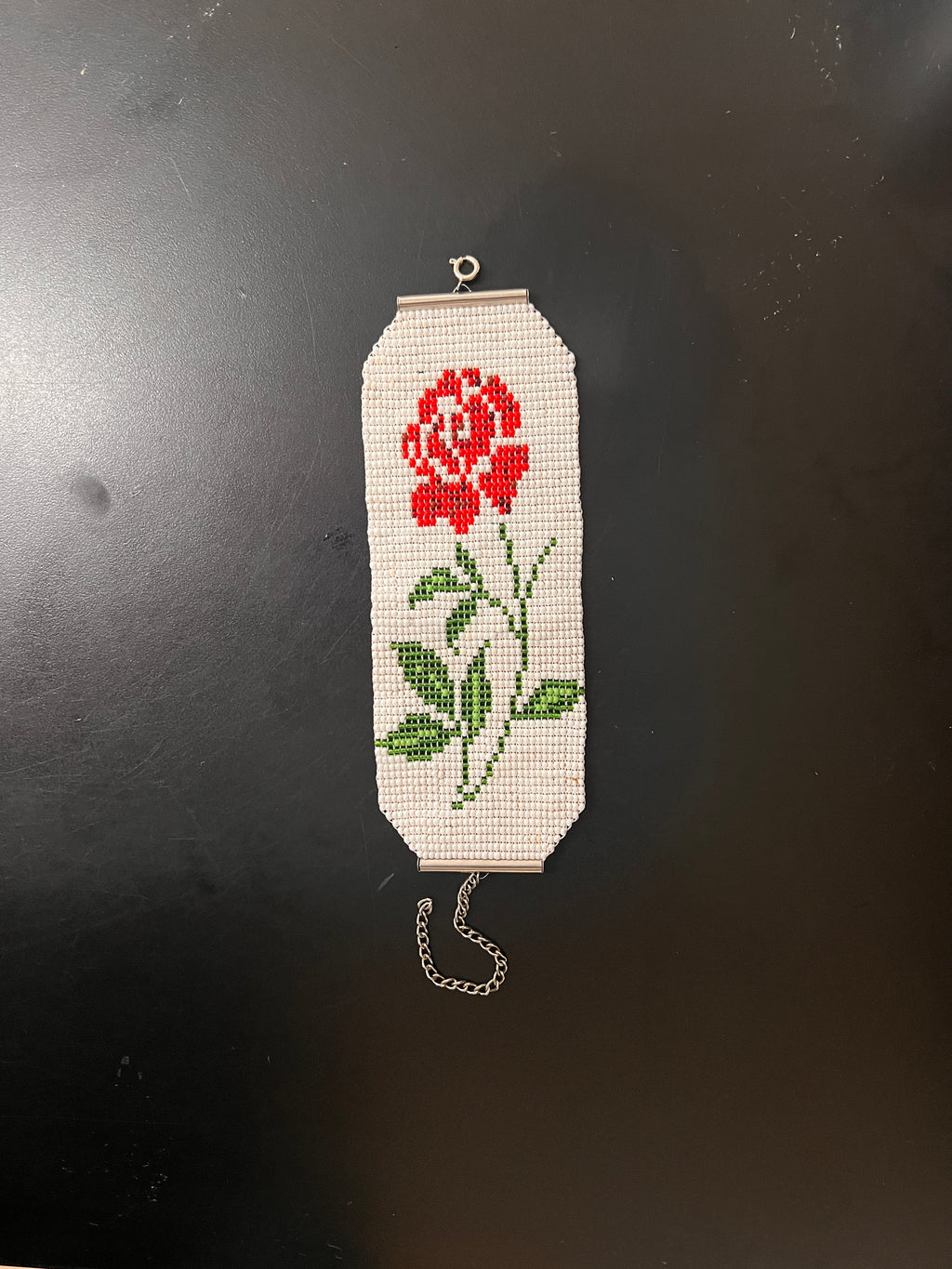 Red Rose Ukrainian Beaded Bracelet