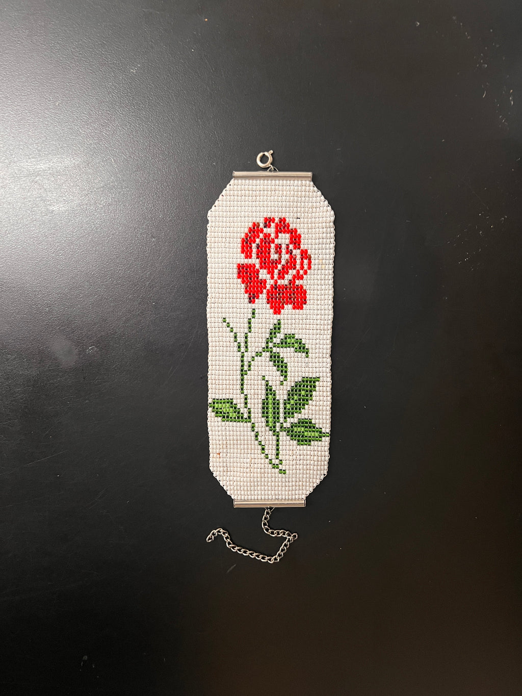 Red Rose Ukrainian Beaded Bracelet