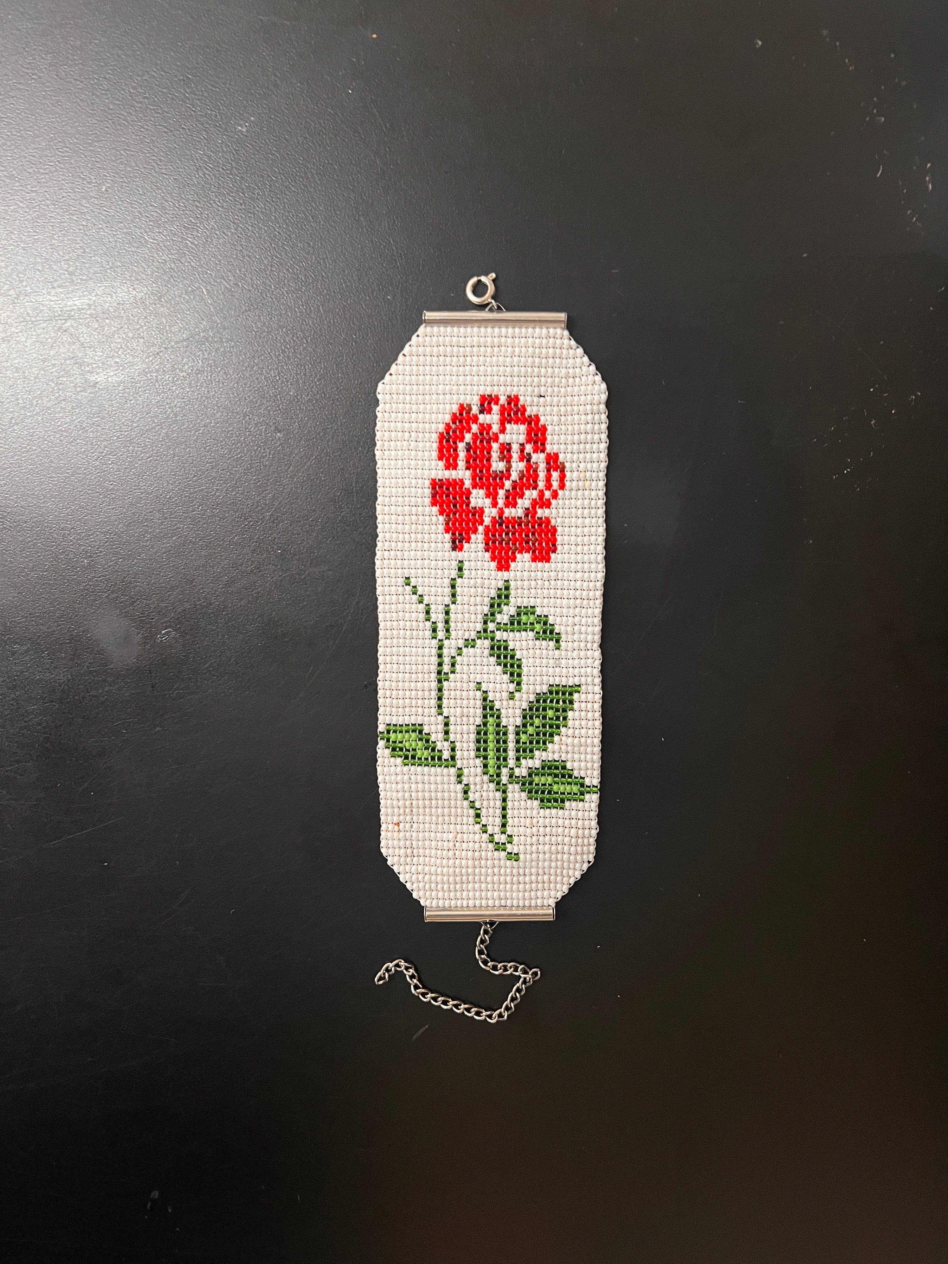 Red Rose Ukrainian Beaded Bracelet