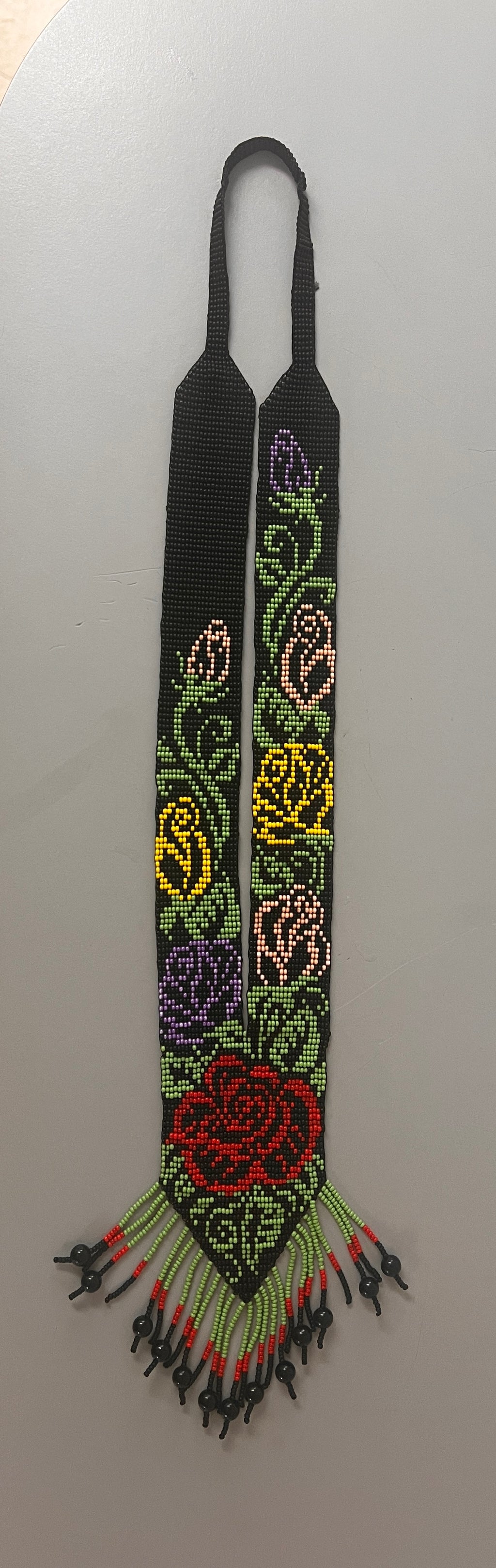 Ukrainian Handmade Long Floral Gerdan-Style Beaded Necklace